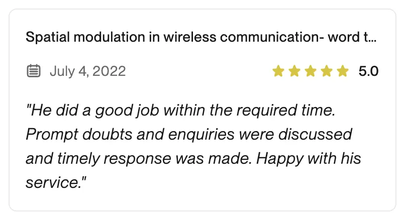 5-star review titled Spatial modulation in wireless communication — Word to LaTeX.