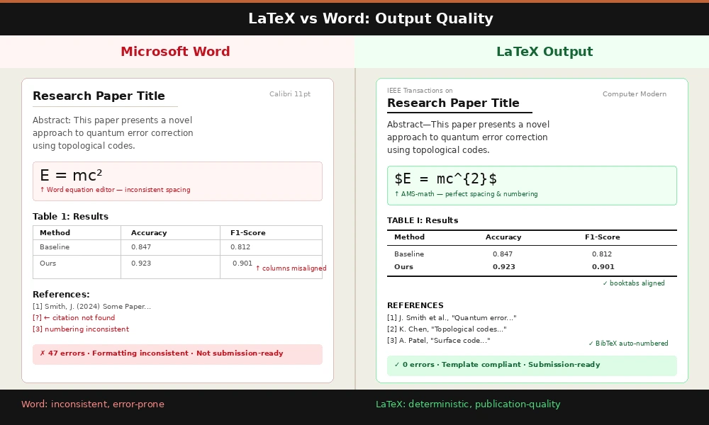 Same paper section in Word vs LaTeX