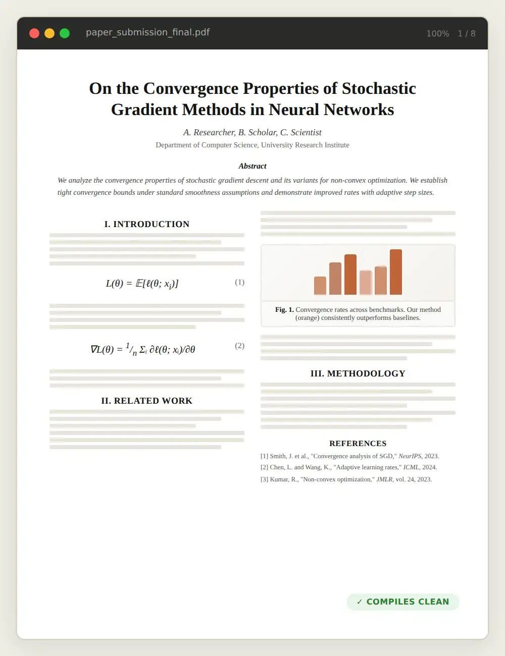 After LaTeX typesetting - clean publication-ready PDF with two-column IEEE layout, typeset equations, and formatted bibliography