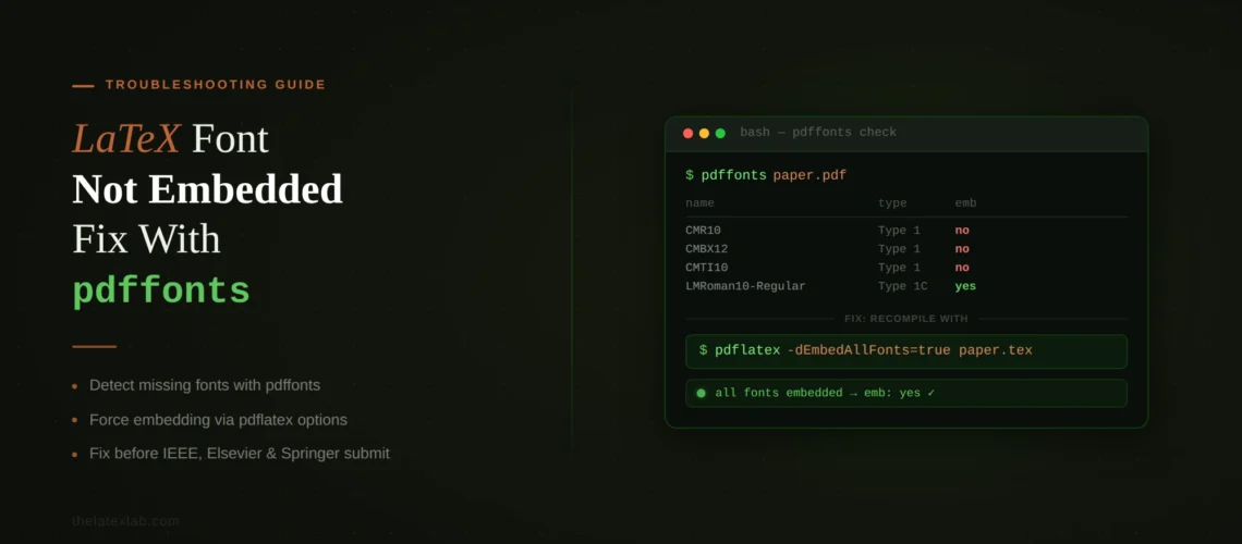 LaTeX Font Not Embedded - Fix With pdffonts