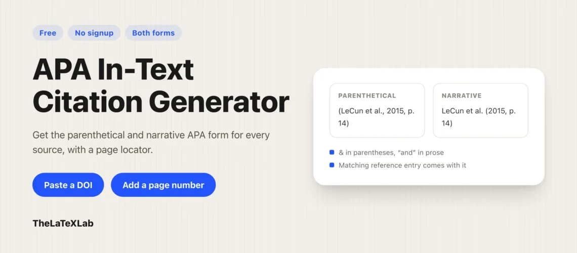 APA in-Text Citation Generator tool featured image showing numbered in-text citations