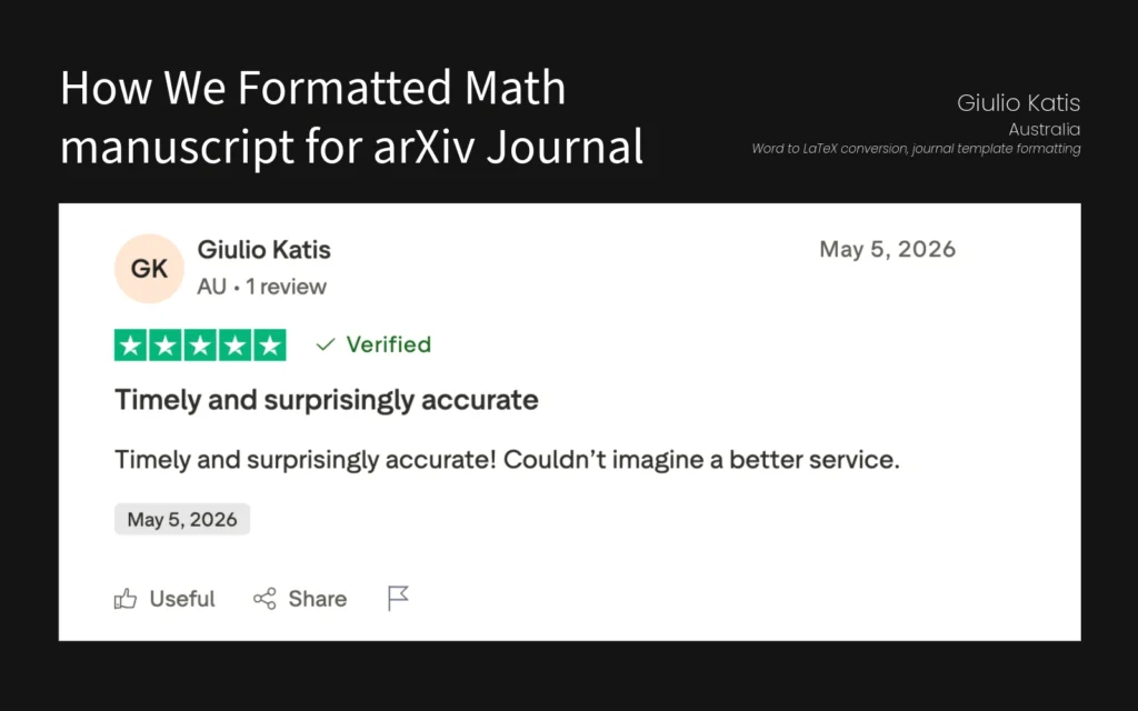 arXiv journal manuscript formatting case study featuring a client review