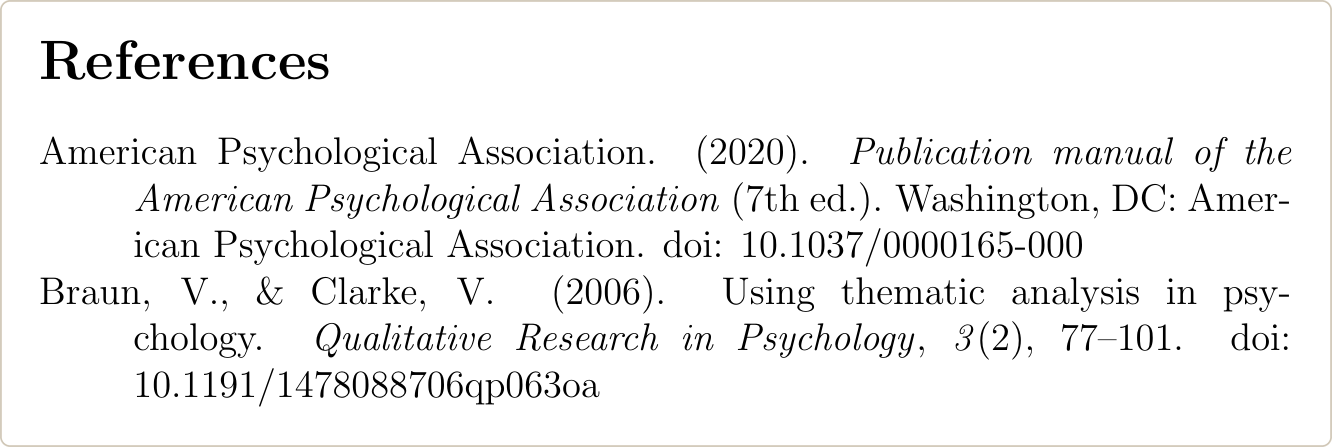 Reference list made with apacite, showing Washington, DC and doi: before the DOI, which is APA 6 format