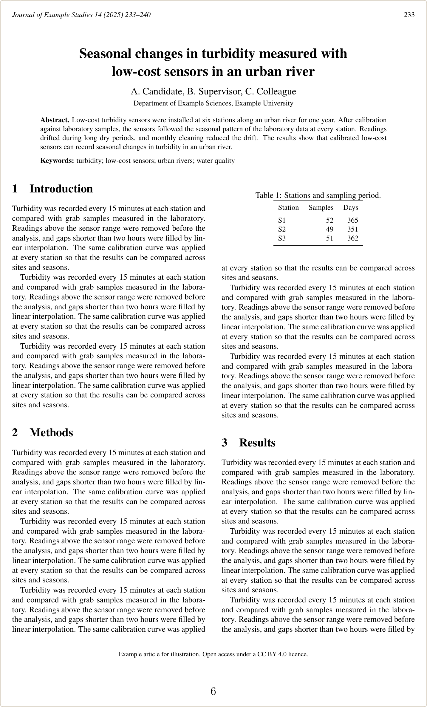 Published journal article page included in a thesis with pdfpages, scaled down, with the journal page number 233 at the top and the thesis page number 6 at the bottom